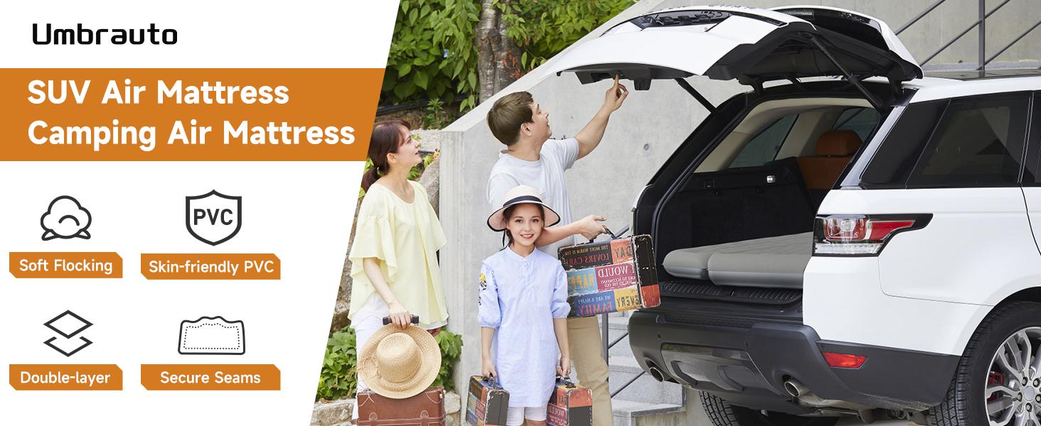 Umbrauto Car Air Mattress Bed: Inflatable SUV Camping Sleeping Pad for Truck Back Seat with Pump & Pillows, Blow Up Backseat Car Mattress for Van Rear Seat Umbrauto Car Air Mattress Bed: Inflatable SUV Camping Sleeping Pad for Truck Back Seat with Pump & Pillows, Blow Up Backseat Car Mattress for Van Rear Seat