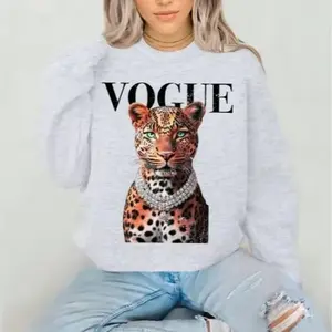 Vogue leopard Crewneck Sweatshirt Gildan Everyday Style Super Soft Unisex Fit Streetwear Graphic Top warm Womenswear Casual Printed Long Sleeved
