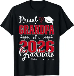 100%cotton Proud Grandpa of a class of 2026 graduate for graduation T-Shirt