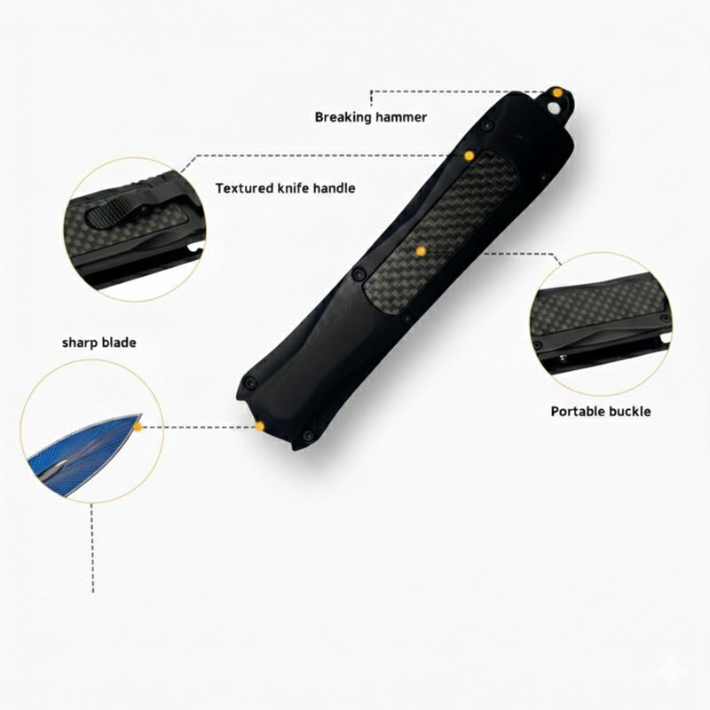 8.2-Inch Portable Utility Knife - High Performance D2 Steel & G10 Handle, Blue Feather Texture Design, Lightweight Tool for Camping & Home Projects, Perfect Holiday Gift