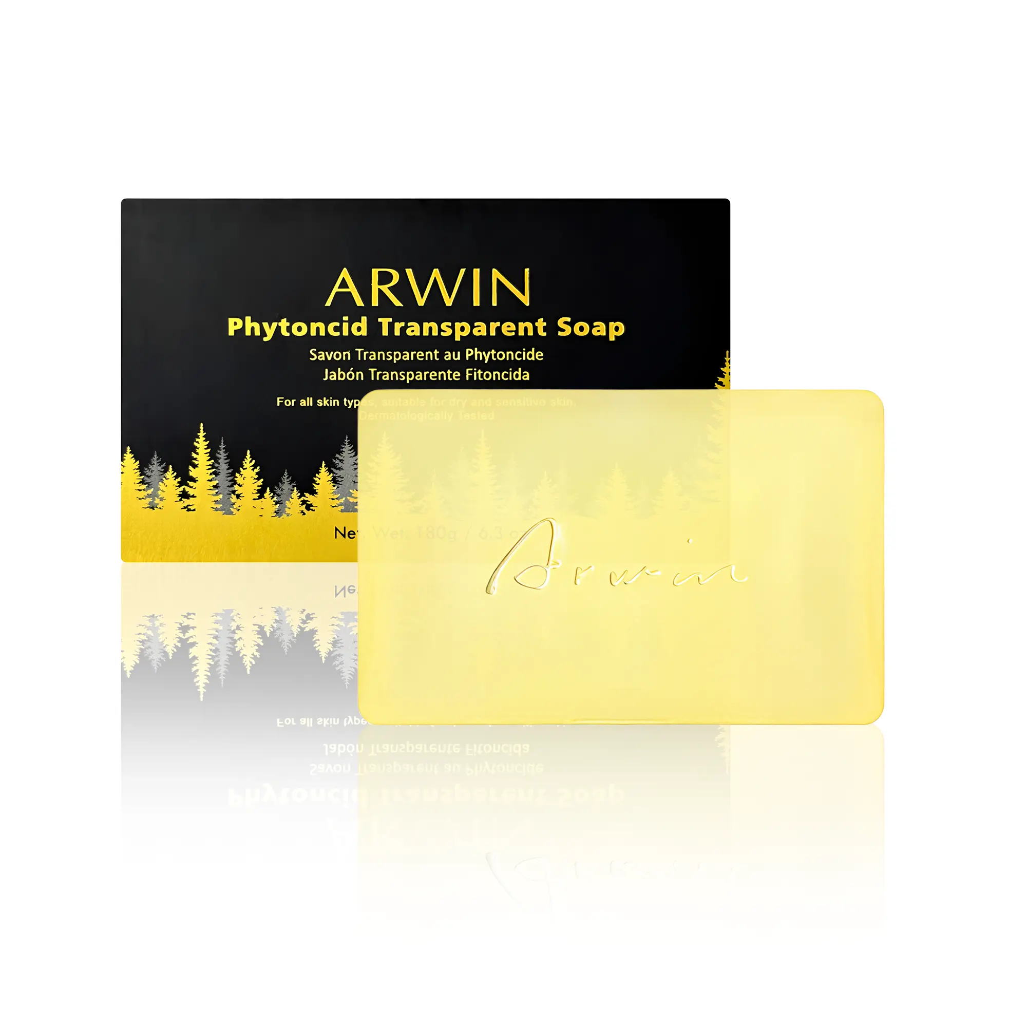 arwin Phytoncid Transparent Soap with Hyaluronic Acid - Mild Daily Cleansing Bar for Silky Skin - Hydrating Face & Body Wash for All Skin Types, Foam, Moisture, Gently Cleanses, Body Care Products, Cleanser, Beauty Products
