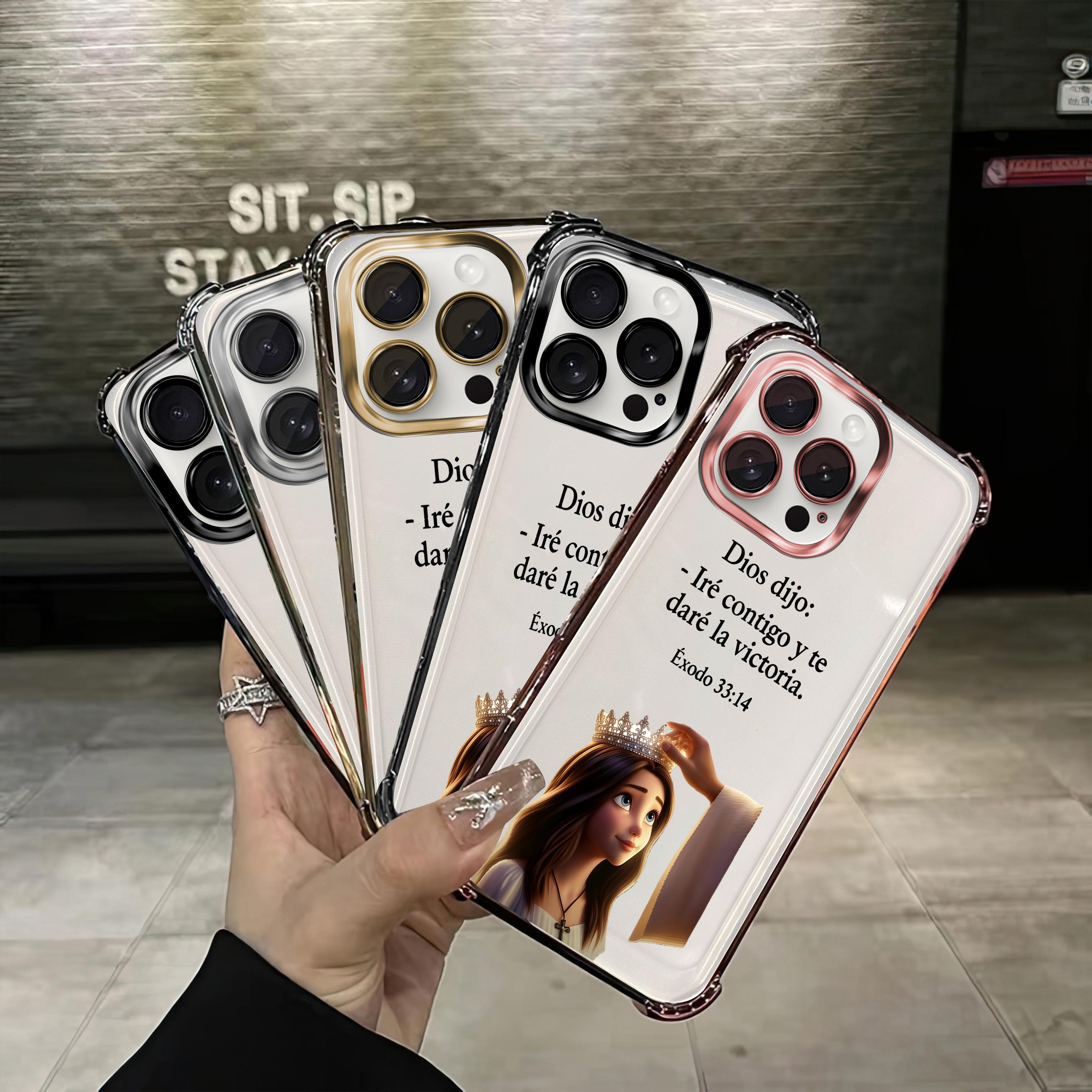 Princess Crown & Bible Design with Lanyard Phone Case for iPhone Samsung Galaxy 17Pro Max Air 16 15Plus 14 13 12 11 XR XS S25 S24 S23 S22 Lightweight Drop-Proof Shockproof Anti-Drop with Wrist Strap Shockproof Bumper