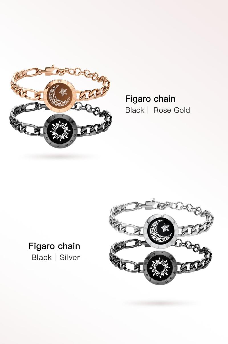 totwoo Long Distance Touch Bracelets with Sun&Moon Functional Love Connect Couple Gifts For Boyfriend or Girlfriend or your Family