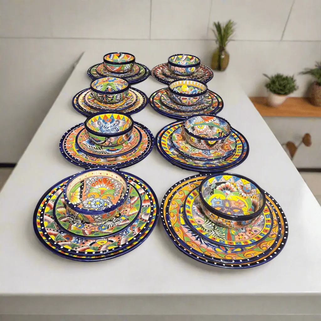 Handmade Talavera 32-Piece Dinnerware Set | Mexican Pottery for 8