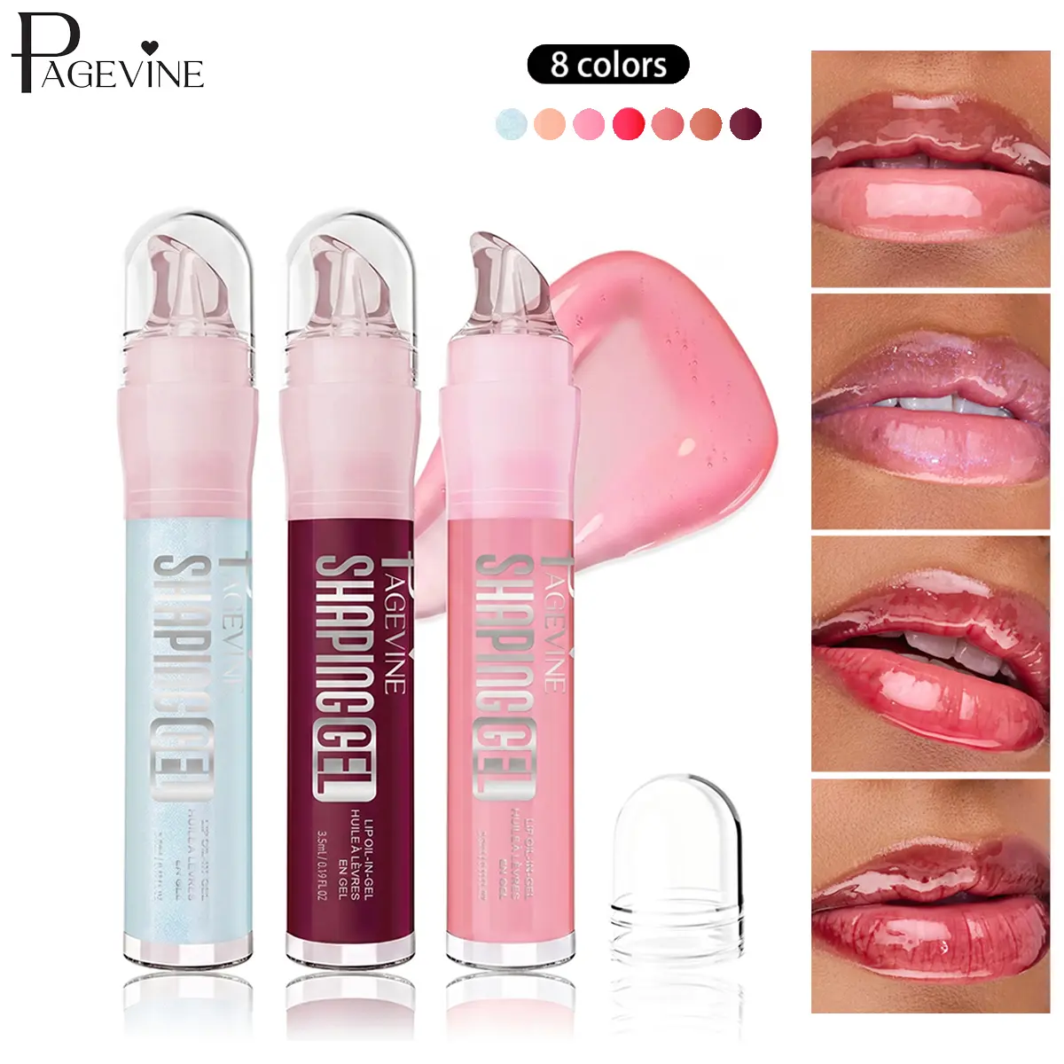 Plumping Lip Oil Gel, 3-in-1 Lip Plumper + Moisturizing Lip Care + Mirror Shine Gloss, Hyaluronic Acid Hydration, Lightweight Non-Sticky Jelly Texture for Full & Soft Lips, Lipgloss Lipstick Makeup