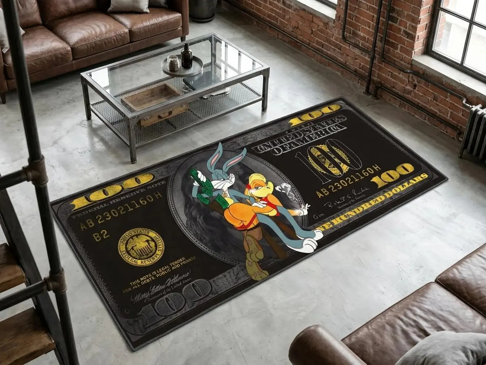 Bill Area Rug - Hypebeast Money Design Carpet for Man Cave Gamer Spaces