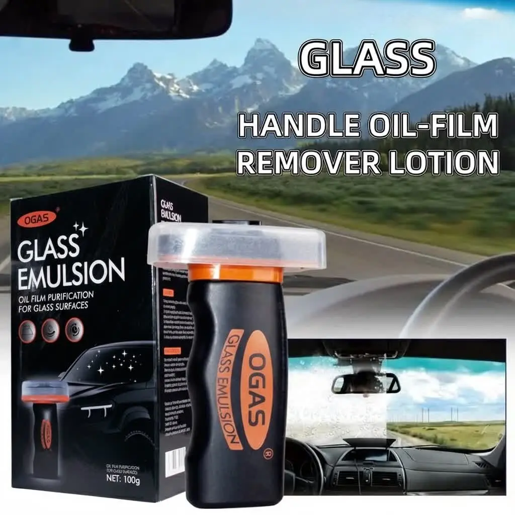 OGAS Automotive Handheld Oil Film Remover Cream (100g) - Car Windshield Cleaner, Automotive Detailing Products, Fast Film Lift, Water Spot Remover, Compact Portable Car Care Surface Washing Agent, Windshield Glass Cleaner Window Cleaning Tool