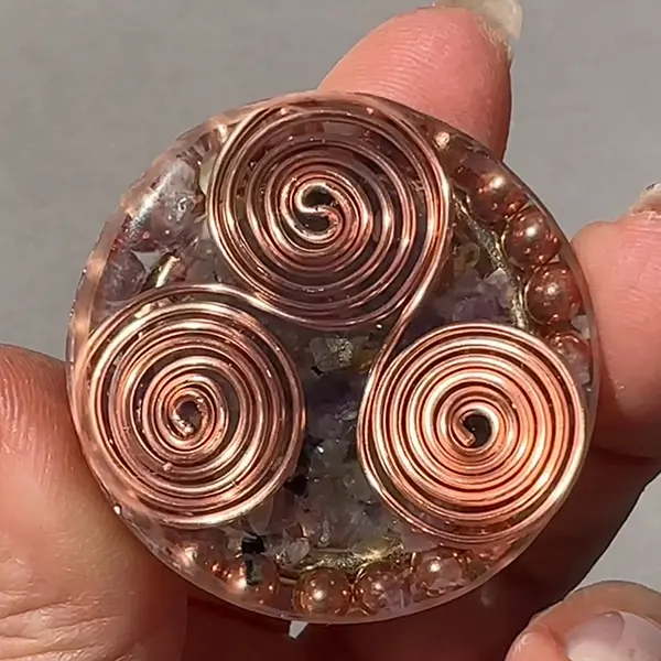 Empath Orgonite Pendant Gemstone & Copper Triskelion Generator for Energy EMF Protection and Healing