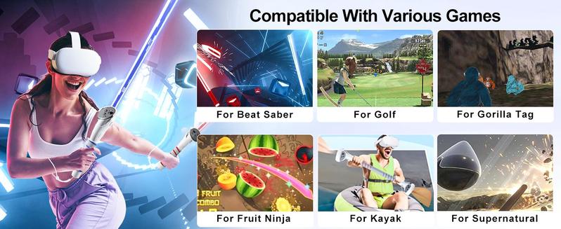 3 in 1 Gorilla Tag Long Arms for Meta Quest 3S/3 and Oculus Meta Quest 2,Beat Saber Handles Attachment/Golf Club Extension Grips for VR Sticks Controller Accessories,Enhance VR Game Experience