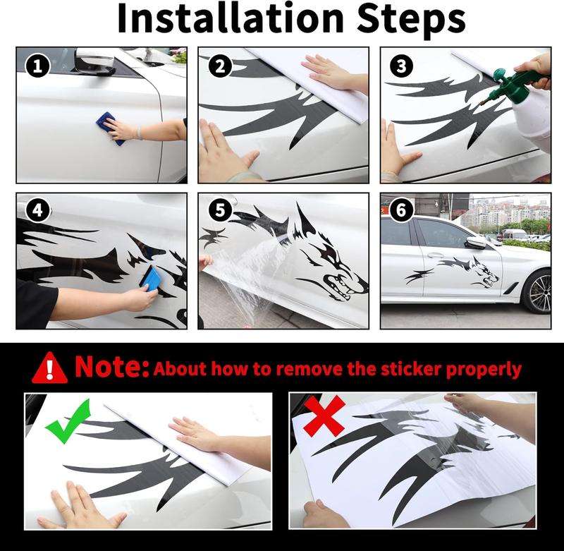 RAVOONY 2Pcs Wolf Car Sticker Decal for Car Body Side Stickers Auto Red-Eyed Wolf Totem Automotive Vinyl Truck Decal Bold Fierce Design Waterproof Universal Application Vehicle Exterior Decoration