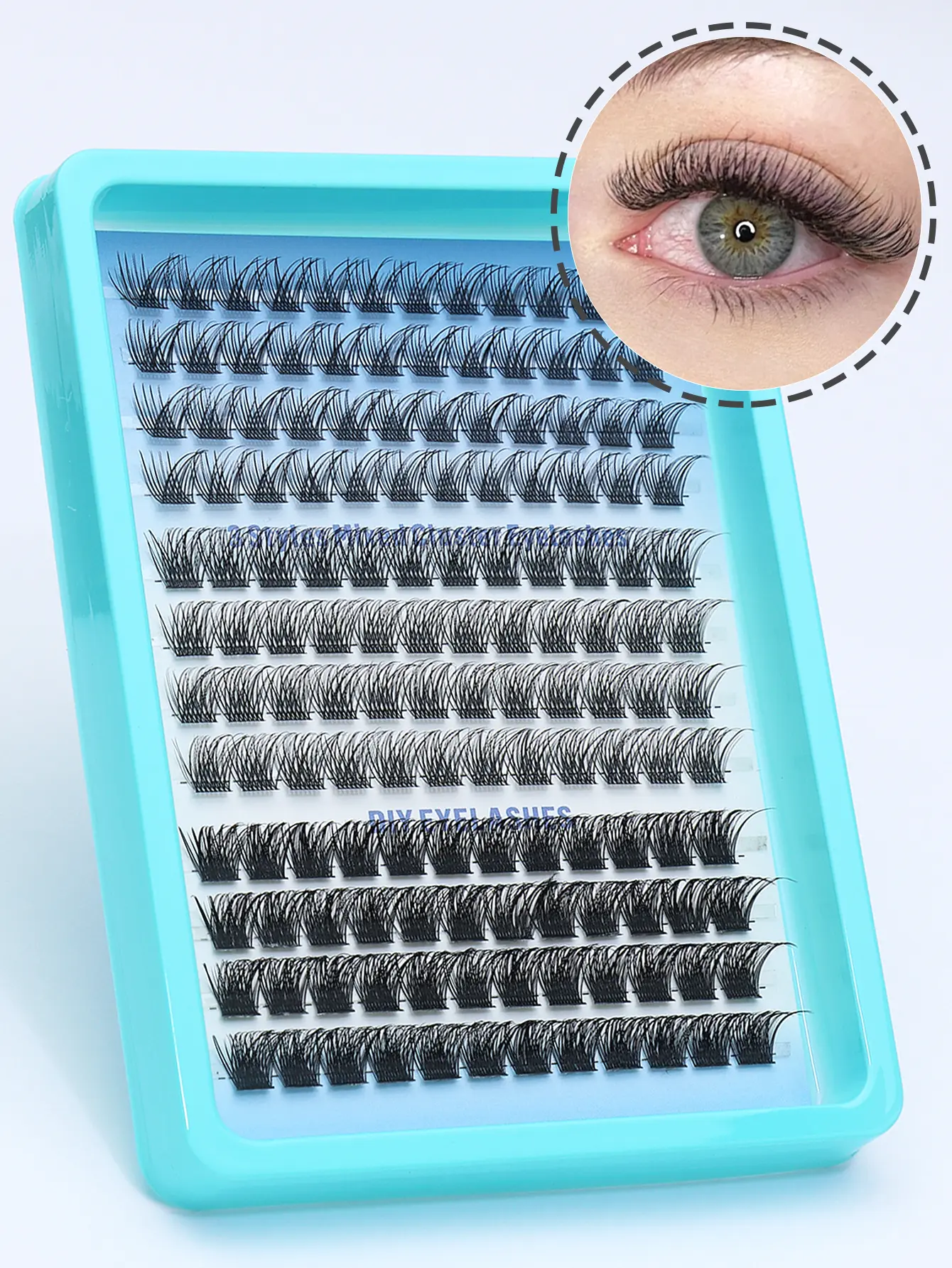 144-Cluster Faux Mink Lash Set for Extensions - Natural Lash Clusters, Voluminous Individual C Curl, 16mm 0.05mm Mixed Tray, Makeup Accessory