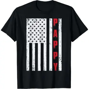 100% Cotton Fashion Garment Mens Proud Pappy American Flag Shirt Pappy Gift T-Shirt
