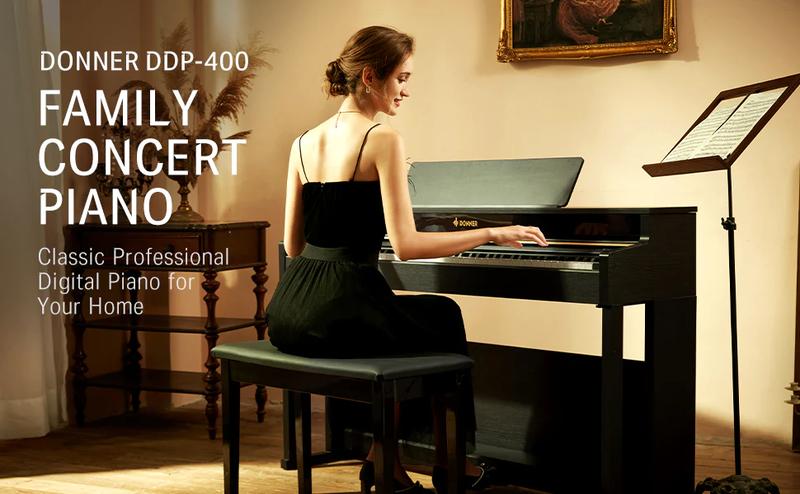 Donner DDP-400 Professional 88-Key Progressive Hammer Action Weighted Upright Digital Piano with Extended Speaker Cabinet