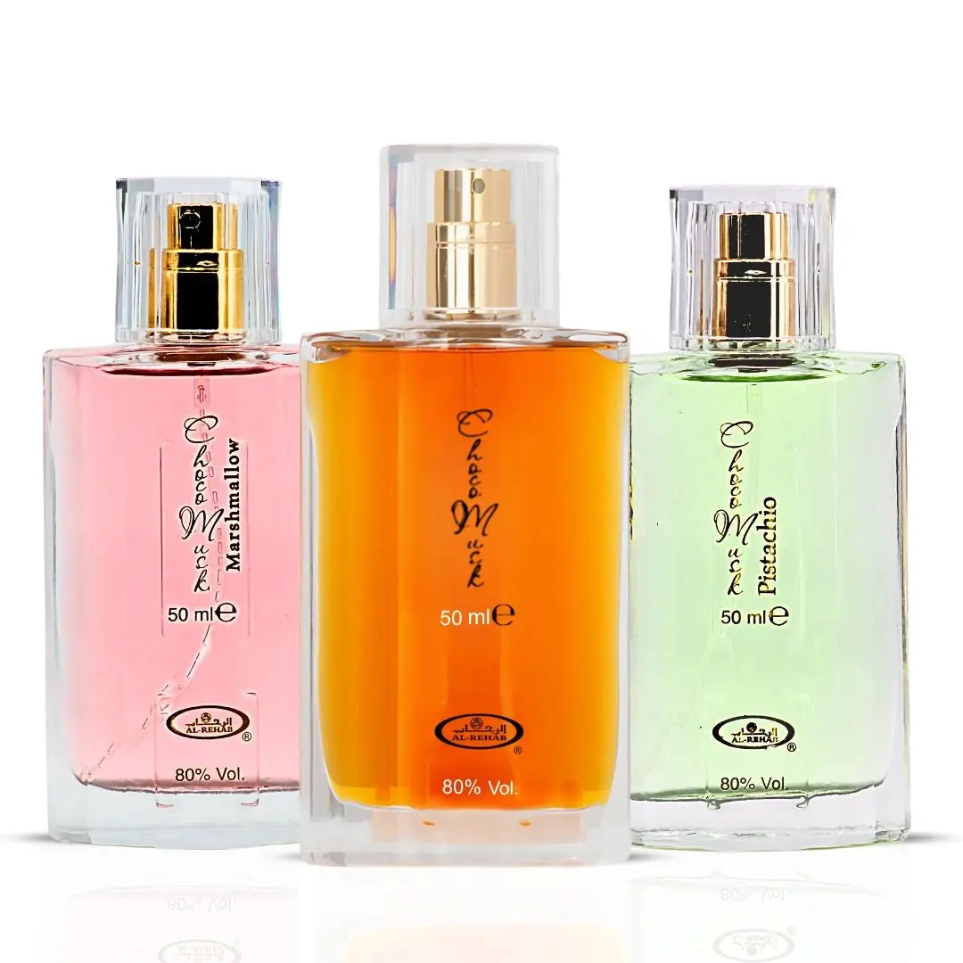 Choco Musk, Choco Musk Marshmallow & Choco Musk Pistachio Eau De Parfum Sprays 50ml (1.65 oz) by Al Rehab (Bundle) – Chocolate Gourmand Bundle