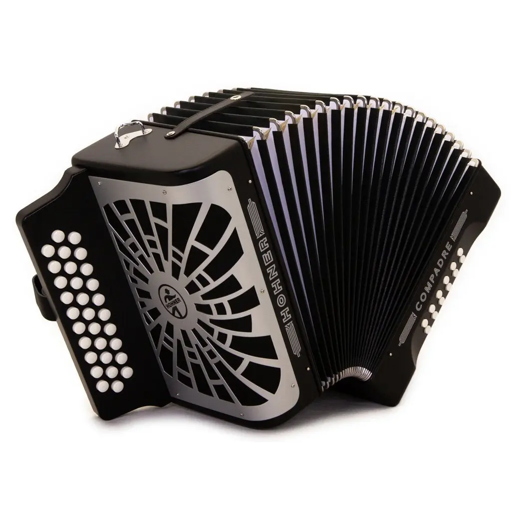 Hohner Compadre Accordion FBE Black with Matte Gray Grill
