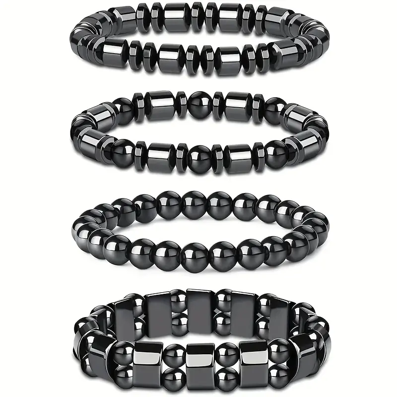 4Pcs/Set Hematite Bracelet for Men Women,Bangle Bracelet Magnetic Tiger Eye Bracelets, Handmade Vintage Bohemian Style Accessories,Ideal Gift for Christmas,Valentine'S Day,DIY Hand Tools Kits
