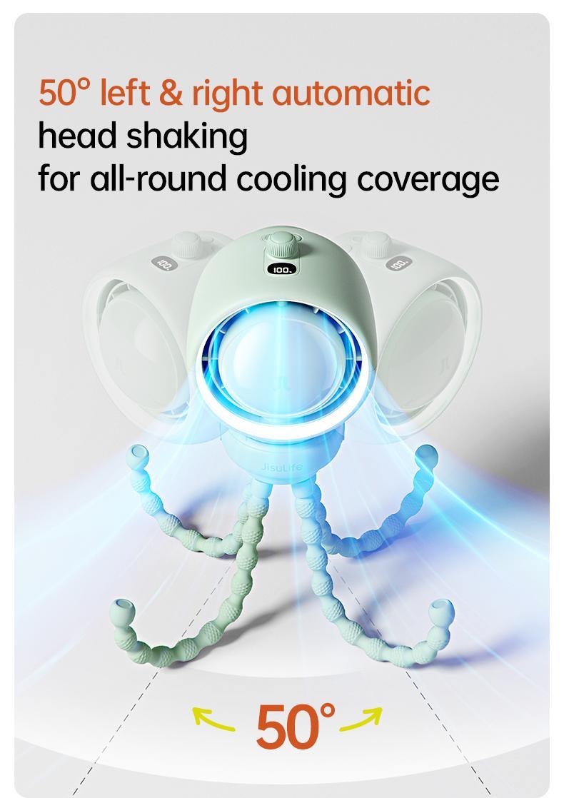 JISULIFE Stroller Fan Life2 Portable Baby Crib Fan with 100 Speeds Air Purify & Air Turbo Tech Bladeless Battery Powered for Home Office & Camping - Rubber