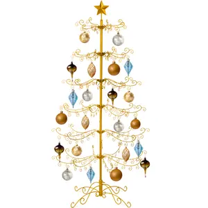 Best Choice Products Metal Ornament Display Tree Collection – 3ft & 6ft Wrought Iron Christmas Tree Stand in Gold or Black