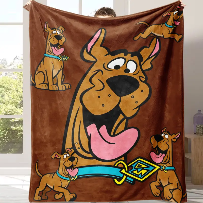 Countdown Sale! Scooby-Doo Cartoon Plush Throw Blanket - Soft, Warm Anime Manga Print Blanket for Scooby-Doo Fans, Kids - Ideal for Sofa, Camping - Great Halloween Home Gift (Featuring Shaggy, Fred, Daphne, Velma, Dynomutt)