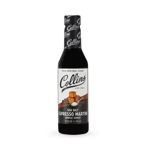 Collins Sea Salt Espresso Martini Syrup 12.7 oz Rich Coffee Flavor with Real Sugar & Sea Salt for Craft Cocktails, Latte, and Desserts