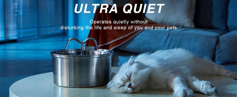 3.2L D03 Stainless Steel Cat Water Fountain – BPA-Free, Filtered, Ultra-Quiet Dispenser for Cats & Dogs| Wired plug-in model