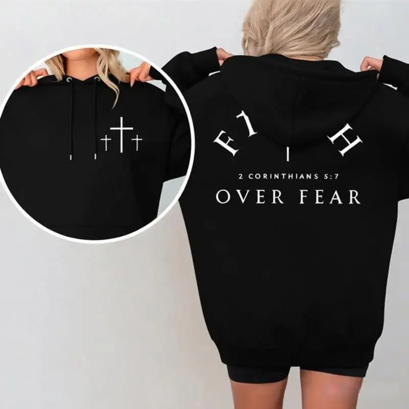 Faith Over Fear Sweatshirt, Bible Verse Christian Pullover, Inspirational Quote, Unisex Casual Top, Trending Faith Shirt, Cozy Fleece Sweatshirt, Everyday Casual Comfort