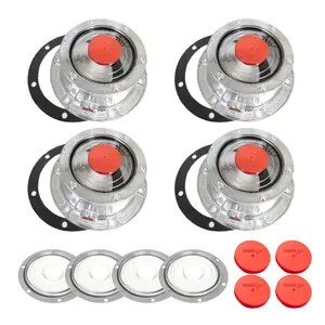4 Pack of TORQUE Hubcap 3434009 Aluminum Hub Cap with Extra 4PCS Hub Seal Side Plugs & 4PCS Gaskets for Trailer Axle (Replaces Stemco 343-4009, 3434009, SKF 1643, 1743, 1843)