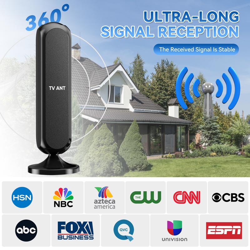 HIDB TV Antenna Digital for Smart TV HD Antena Indoor 4K 360° Signal Amplified indoor TV Antenna for Easy Long Range Reception Installation No Monthly Bill Ultra Long Reception Distance, Outdoorfun