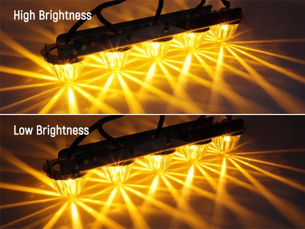 Partsam 1 Pair Radius Style 21.5" Front Air Cleaner Light Bar with 5Pcs Glass Watermelon Lights, Stainless Steel Bracket, Compatible with Peterbilt Kenworth Freightliner