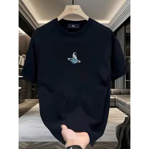 Easter Idea Men's Heavyweight 100% Cotton Graphic T-Shirt Solar System Planet Print Casual Short Sleeve Tee Round Neck Summer Top for Teens & Young Adults Machine Washable Regular Fit Streetwear Soft Sweatshirt Tshirt