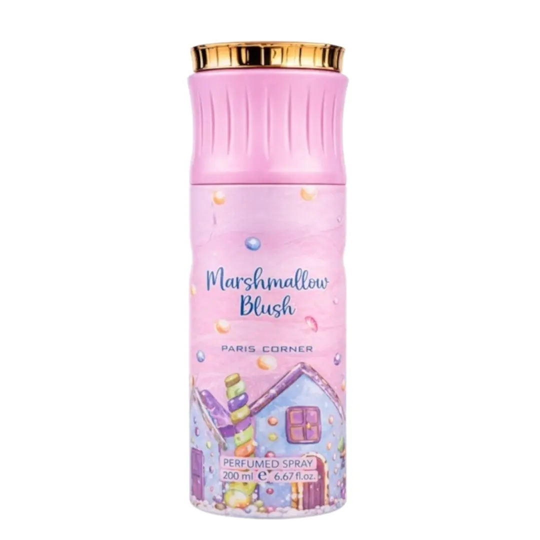 Paris Corner Marshmallow Blush Unisex Perfumed Body Spray & Deodorant (200ml/6.7oz) - Beauty & Body Care Fragrances, Scented with Lemon, Vanilla, Marshmallow Musk, Strawberry, Whipped Cream, Citrus, Creamy Fruit Aroma - Highly Flammable, Avoid Eye Area, P