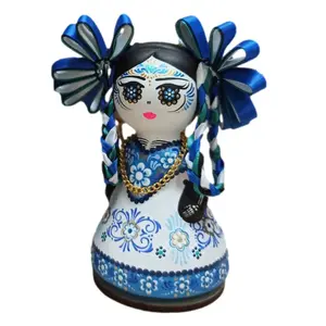 Mexican Handmade Clay Folklore Figurines- La Catrina Talavera Azul Decor Traditional