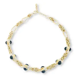 Bellezza Bronze Black Onyx Byzantine-Link Chain Necklace