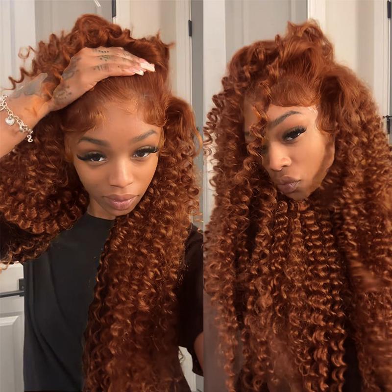 【250% Density】Alipearl Wigs Side Part Copper Color Deep Wave 13x6 Front Lace Wig Human Hair Ready To Go Glueless Wigs Pre Bleached Pre Cut Lace For Black Women Valentine Musts