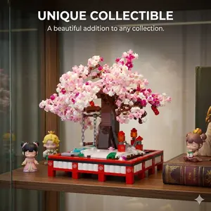 Romantic Cherry Blossom Building Blocks  Mini Sakura Tree House Model | Zen Garden Desktop Decor | Creative DIY Gift for Girls & Adults