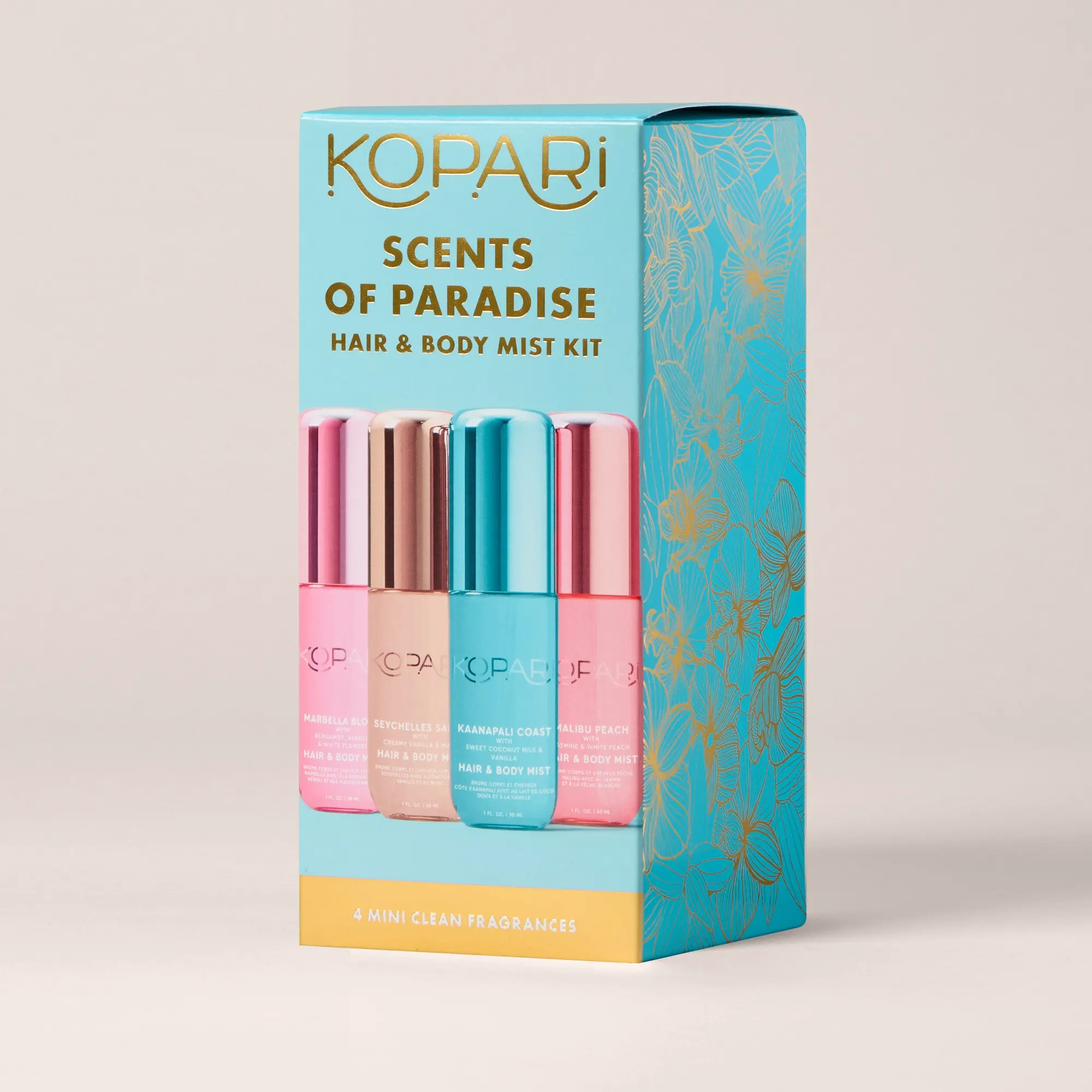 Kopari Scents of Paradise Hair & Body Mist Kit – 4 TSA Ready Fragrance Mist Sampler