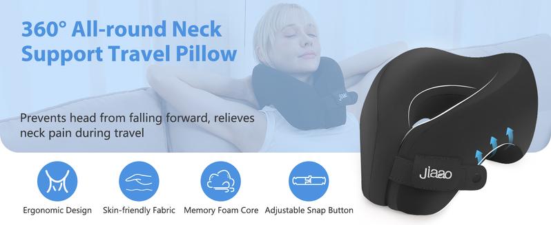 Jiaao 2-in-1 Travel Neck Pillow with 3D Eye Masks & Earplugs - Comfortable Memory Foam U-Shaped Pillow for Airplanes & Naps - Adjustable Velcro & Removable Pillowcase - Portable Storage Bag Included Jiaao 2-in-1 Travel Neck Pillow with 3D Eye Masks & Earplugs - Comfortable Memory Foam U-Shaped Pillow for Airplanes & Naps - Adjustable Velcro & Removable Pillowcase - Portable Storage Bag Included