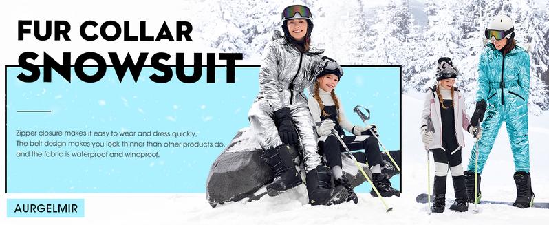 FISOEW Women's Winter Ski Suit Fur Collar Coat Ski Jumpsuit Snowsuit Warm Waterproof One Piece Jacket Jumpsuit for Skiing & Winter Activities - Workout Clothes FISOEW Women's Winter Ski Suit Fur Collar Coat Ski Jumpsuit Snowsuit Warm Waterproof One Piece Jacket Jumpsuit for Skiing & Winter Activities - Workout Clothes