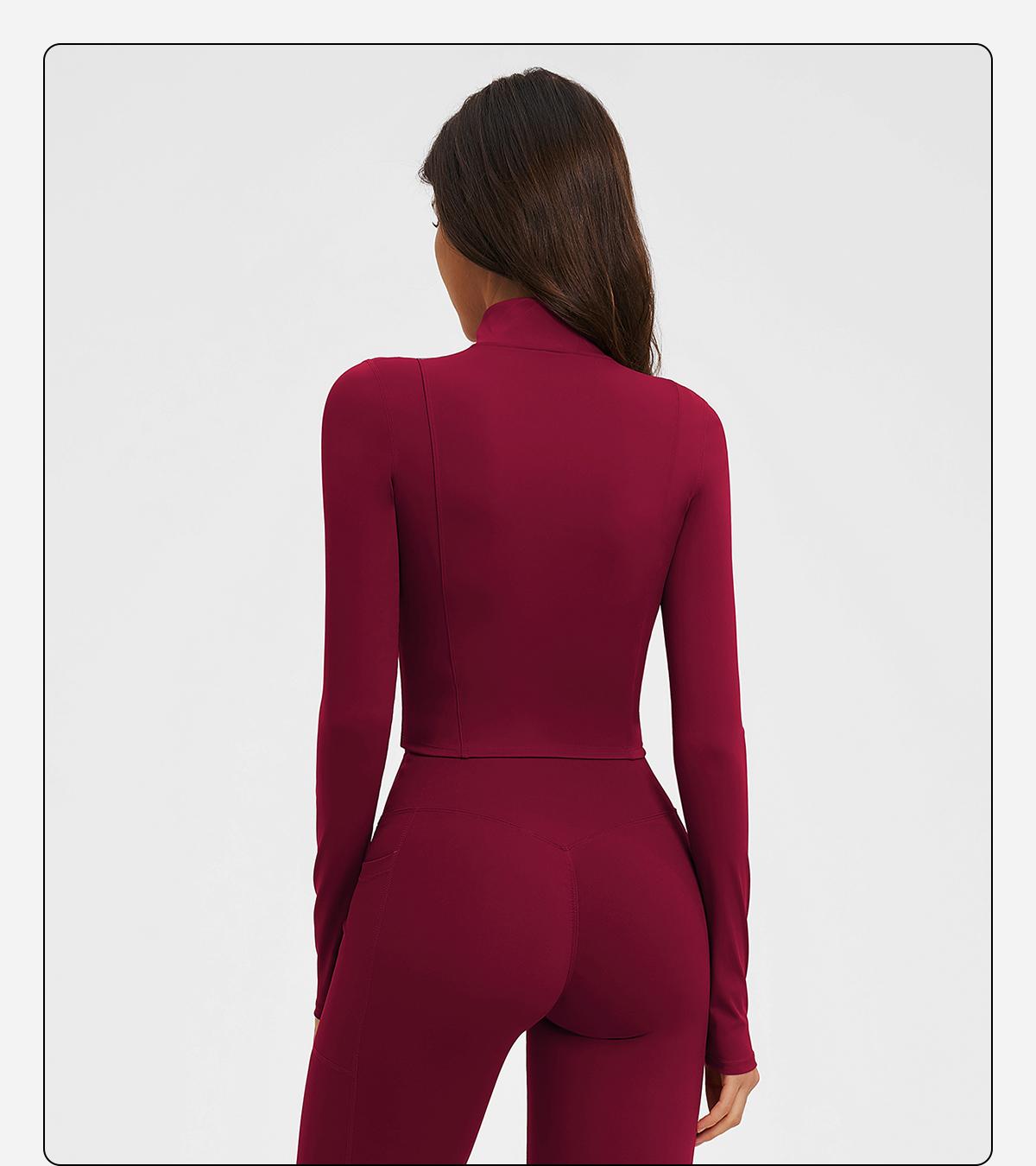 MFVIM Autumn Winter Stand Collar Jacket Zipper Windproof Versatile Warm Top Fitness Running Fleece Lined Sports Coat Women Workout Clothes