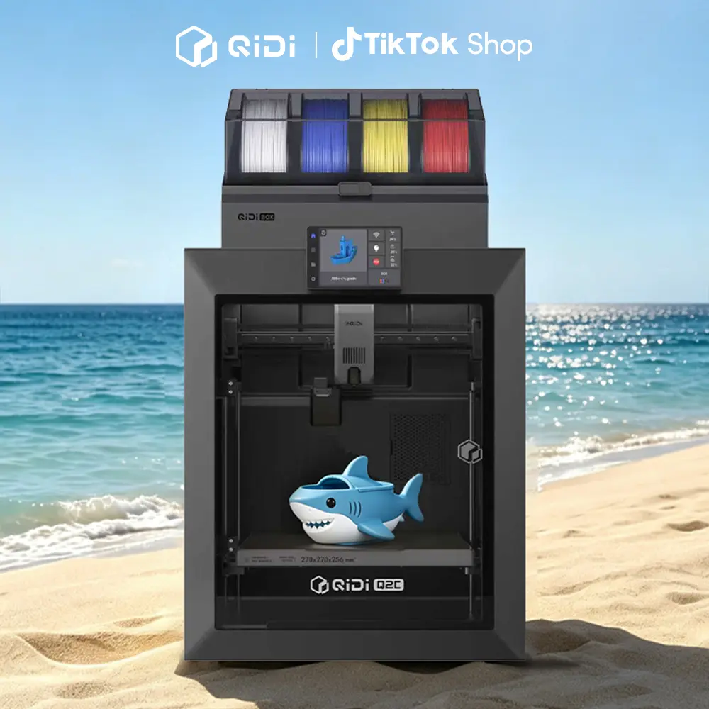 QIDI Q2C Enclosed FDM 3D Printer - New Generation Leveling Sensor for Full Auto Leveling, 600mm/s High-Speed Print, 270x270x256mm Build Volume, 370℃ Bimetal Hotend for PPS-CF, Suitable for Beginners & Experts