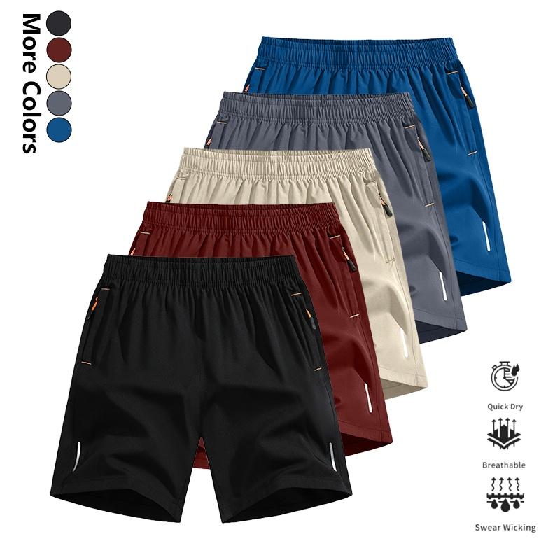 Men’s quick-dry outdoor sports shorts, 5-pack, featuring zippered pockets and a drawstring design, with reflective stripes; suitable for climbing, tennis, running, and other outdoor activities; performance running shorts; tennis sportswear; stylish design
