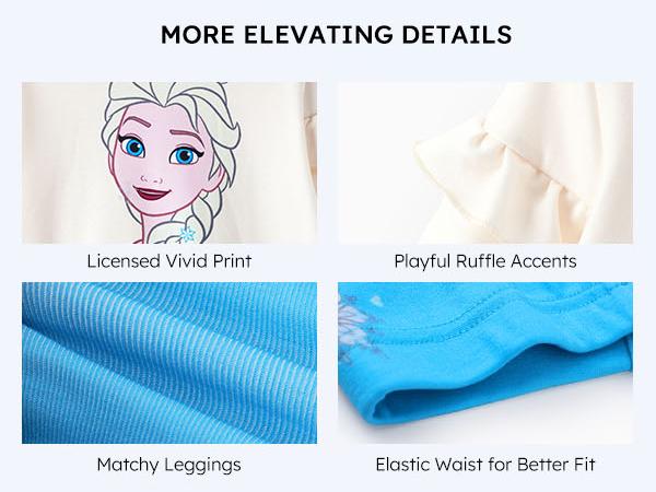 Disney Frozen Princess Girls 2-Piece Outfit Set Long Sleeve Sweatshirt & Leggings Fall Winter Kids Clothing Soft & Versatile