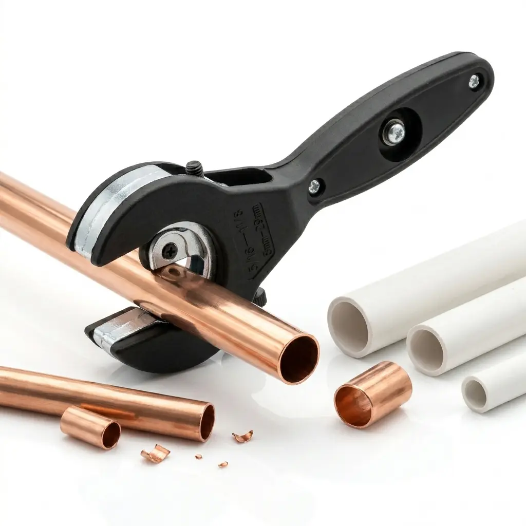 Ratcheting Copper Pipe Cutter - 5/16"-1 1/8" (8-29mm) Single Cutting Wheel, 1-Hand Operation, Spacesaving Work Tool for Copper, Brass, Aluminum, PVC, PEX Pipes in Tight Spaces, Plumbing DIY Projects, Tools and Gadgets, Copper Pipe Cutters, Pipe Cutter Too