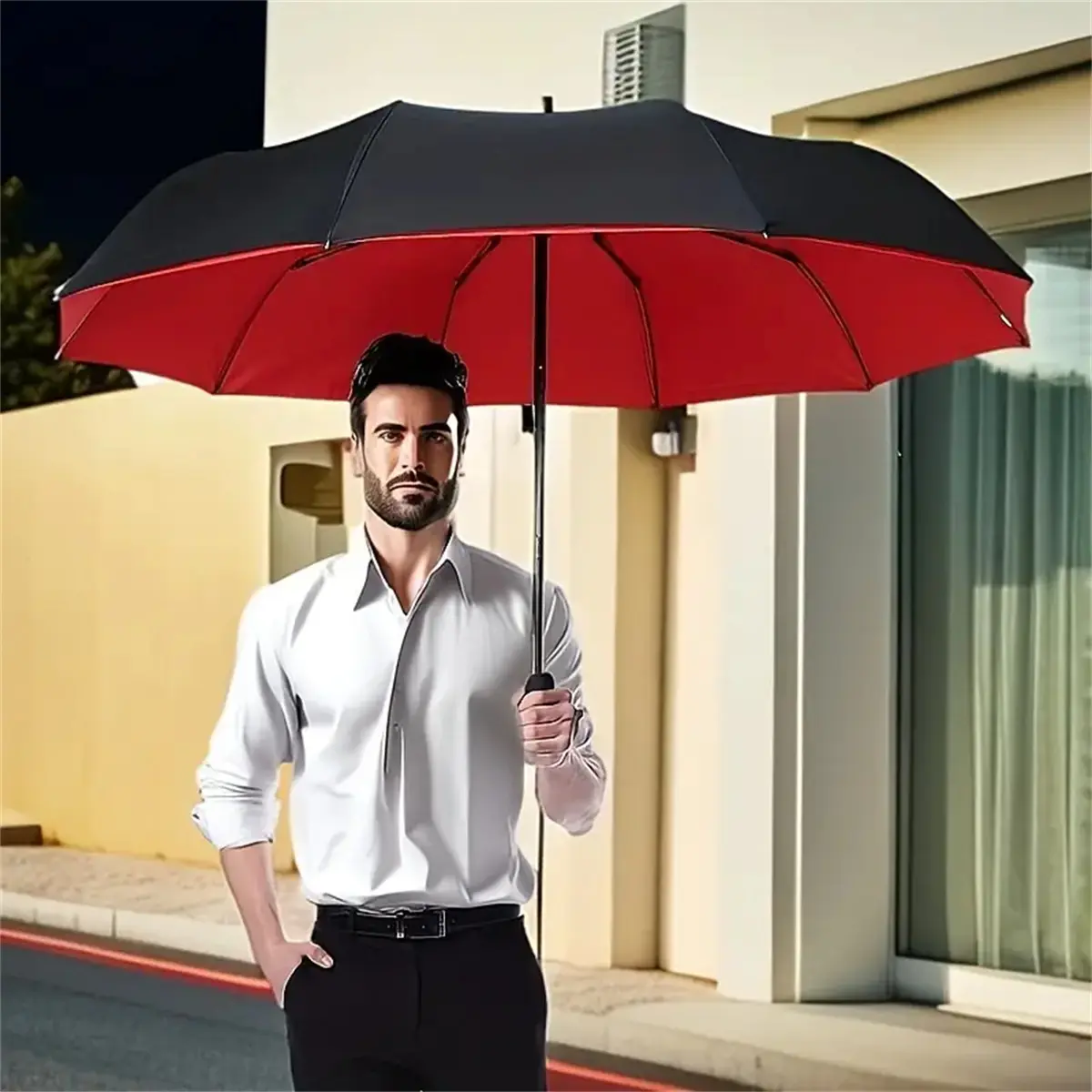 Luxury Business Umbrella, Windproof Sunscreen Folding Umbrella, Automatic Open, Double Layer 10 Rib Design, Lightweight & Portable