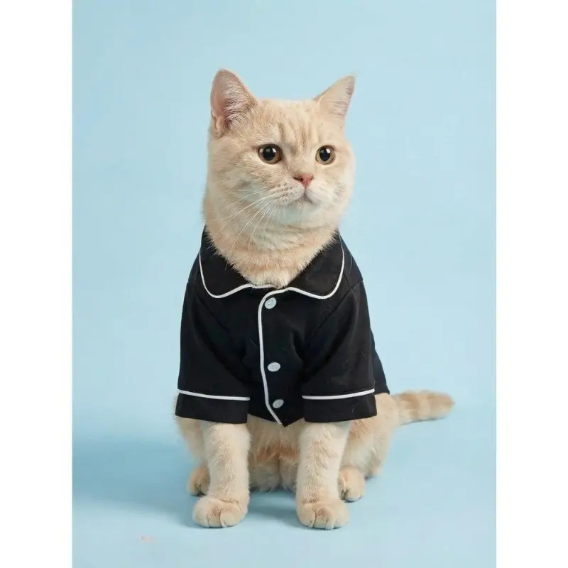 Soft Button-Front Human-Style PJs for Small Dogs & Kittens, Claw-Safe Smooth Relaxed Stretch Clothes, Gentle on Sensitive Skin, Ideal for Cozy Photoshoots, Pajama