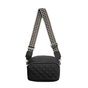 Small Compact Quilted Crossbody Bag, Stylish Checkered Purse for Women with Adjustable Shoulder Strap