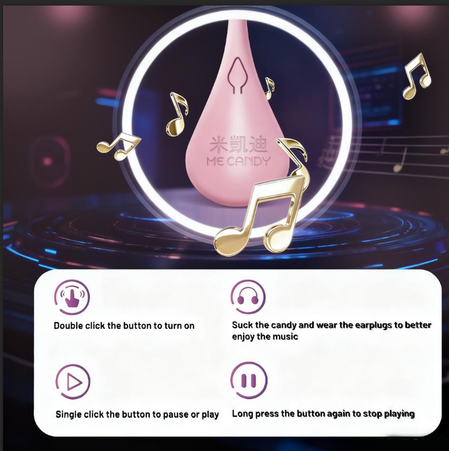 Candy Master MeCandy 4D Music Lollipop - Bone Conduction Tech, K-pop Music Lollipop | Sugarfree Fruity Flavor, Halal Certified | 4D Bear/Strawberry/Dinosaur/Heart Shapes |