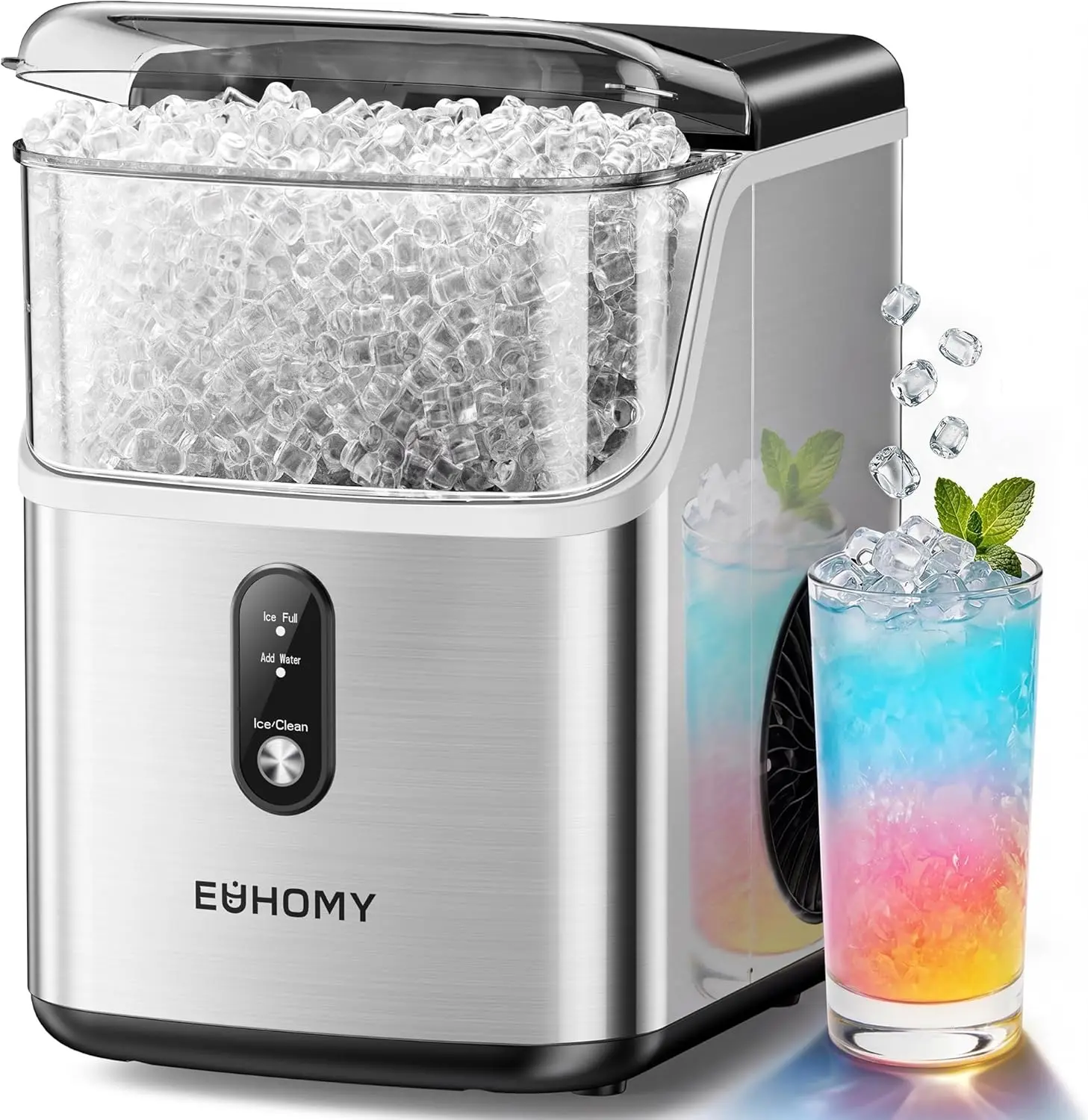 Euhomy Nugget Ice Makers 35lbs/24H Pebble Ice Maker with Self-Cleaning Sonic Function, Compact Design & One-Year Warranty Service,home essentials
