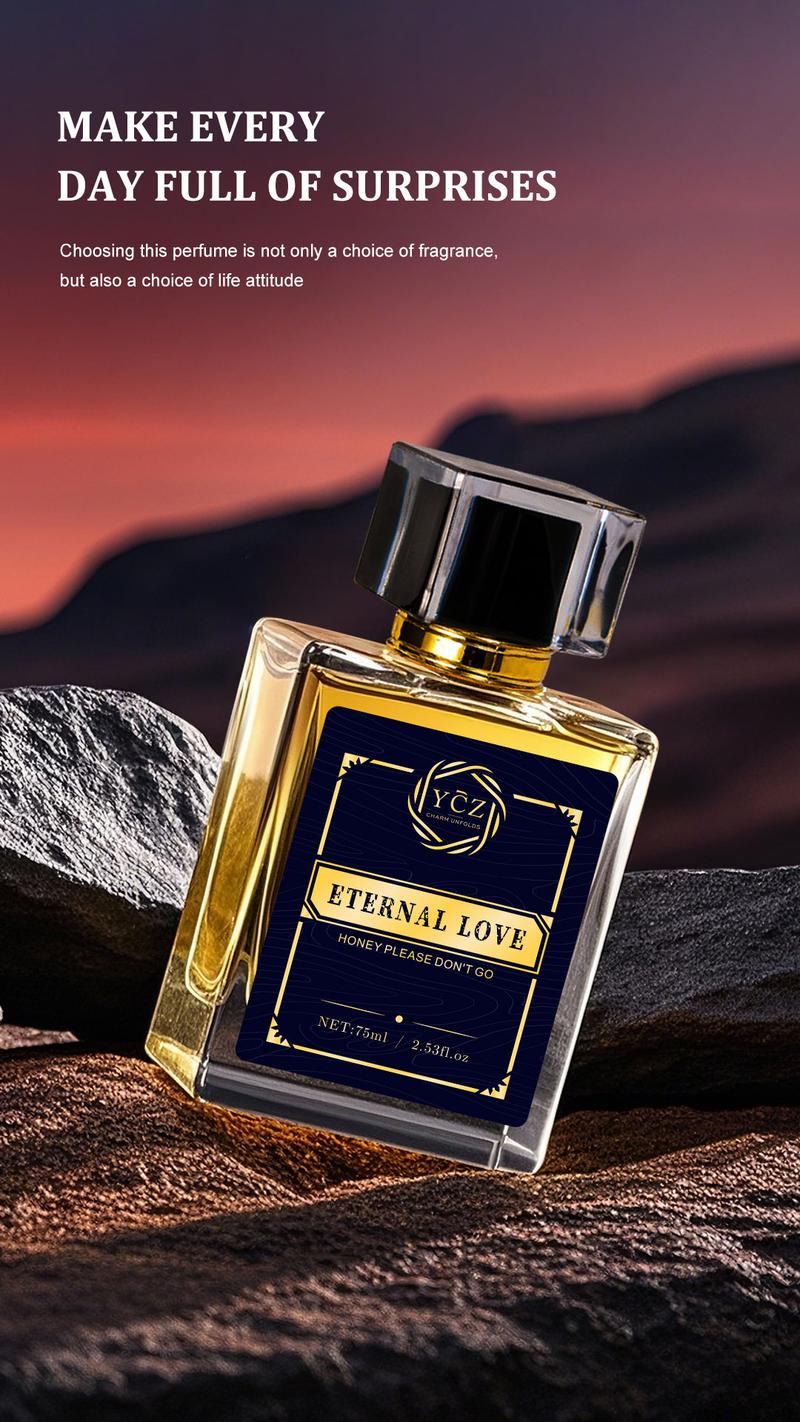 YCZ Eternal Love Men's Cologne 2.6oz Aromatic Citrusy Woody Scented Eau De Parfum 75ml Gift for Clubbers Liquid Perfume with Lemon & Pineapple Notes Fragrances Cosmetics Elegant Fragrance Bold Elegant Fragrance Captivating Fragrance