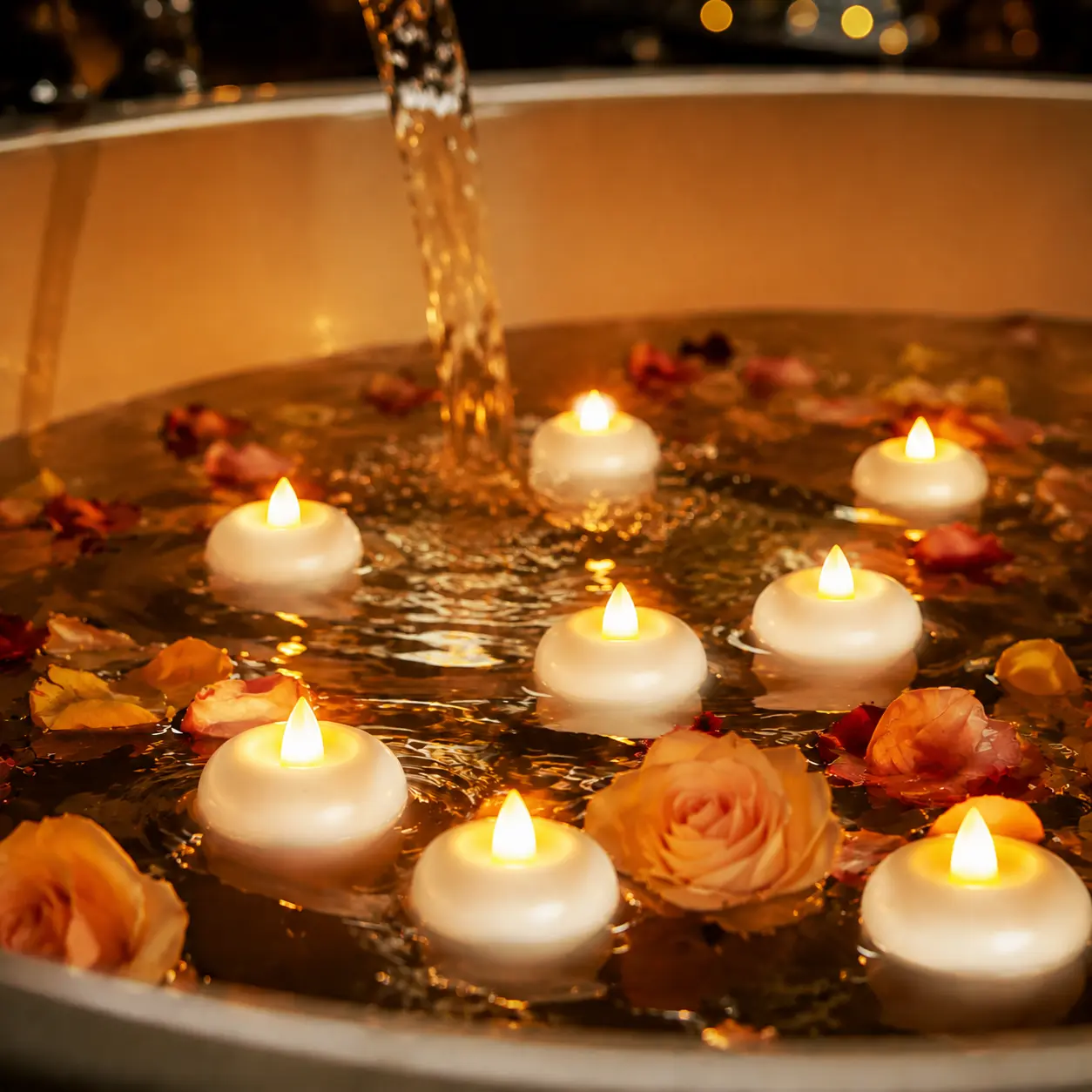 24-Pack 2” Flameless LED Floating Candles - Battery-Operated Plastic Flickering Waterproof Tealights with Batteries, Touch-Compatible, Party Lights, Mood Lighting for Indoor/Outdoor Lighting, Cylinder Vases, Wedding Centerpieces